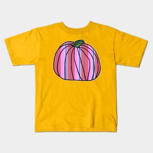 Halloween Horror Pumpkin Blue Pink Stripes Kids T-Shirt